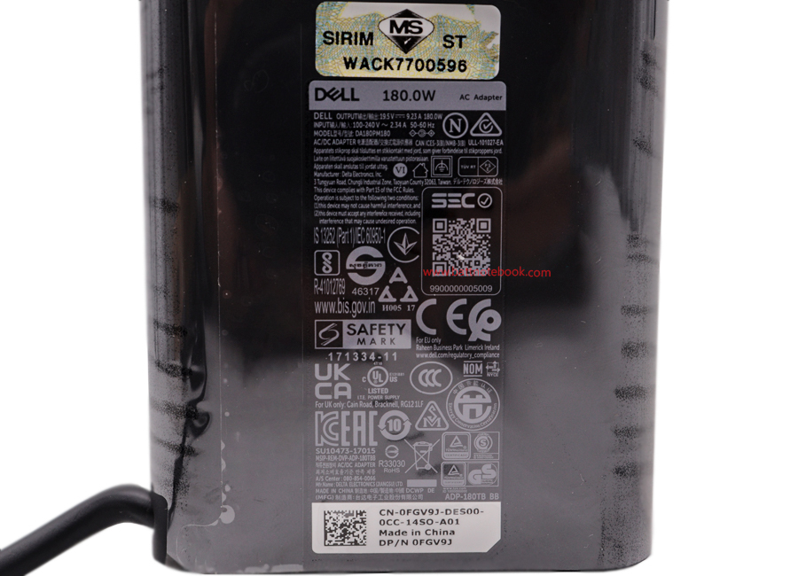Adapter Notebook Dell Precision 7550 180W หัวใหญ่ แท้ศูนย์ Dell สายชาร์จโน๊ตบุ๊ค Dell Precision 7550 ตรงรุ่น ตรงสเปก รับประกันศูนย์ Dell Thailand ราคาถูก