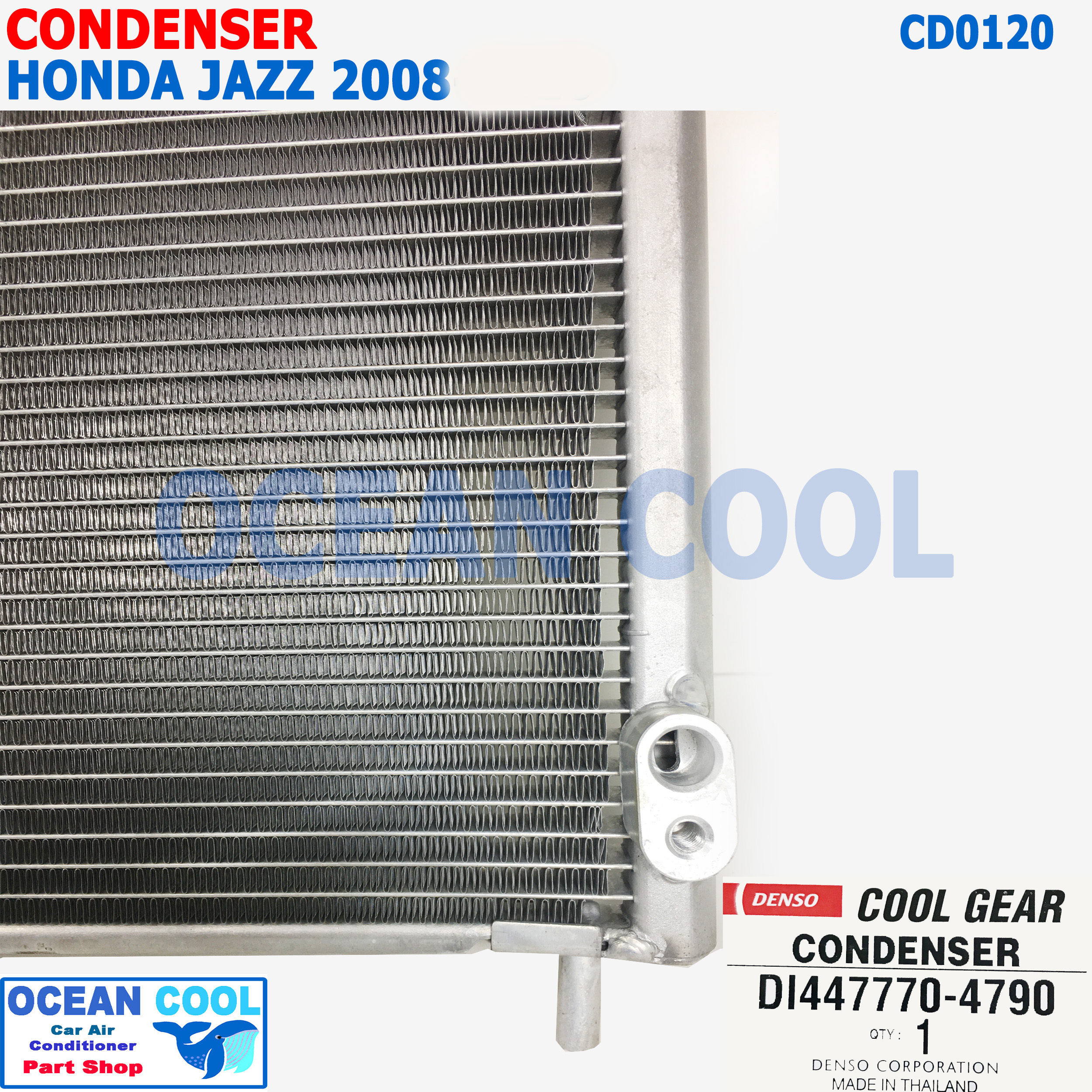 แผงแอร์ ฮอนด้า แจ๊ส 2008 -2012 ฟรีด 2010 มีไดเออร์ CD0120 COOL GEAR แท้รหัส DI447770-4790 Condenser For HONDA JAZZ FREED แผงคอยล์ร้อน คอยล์ร้อน เเจ๊ส