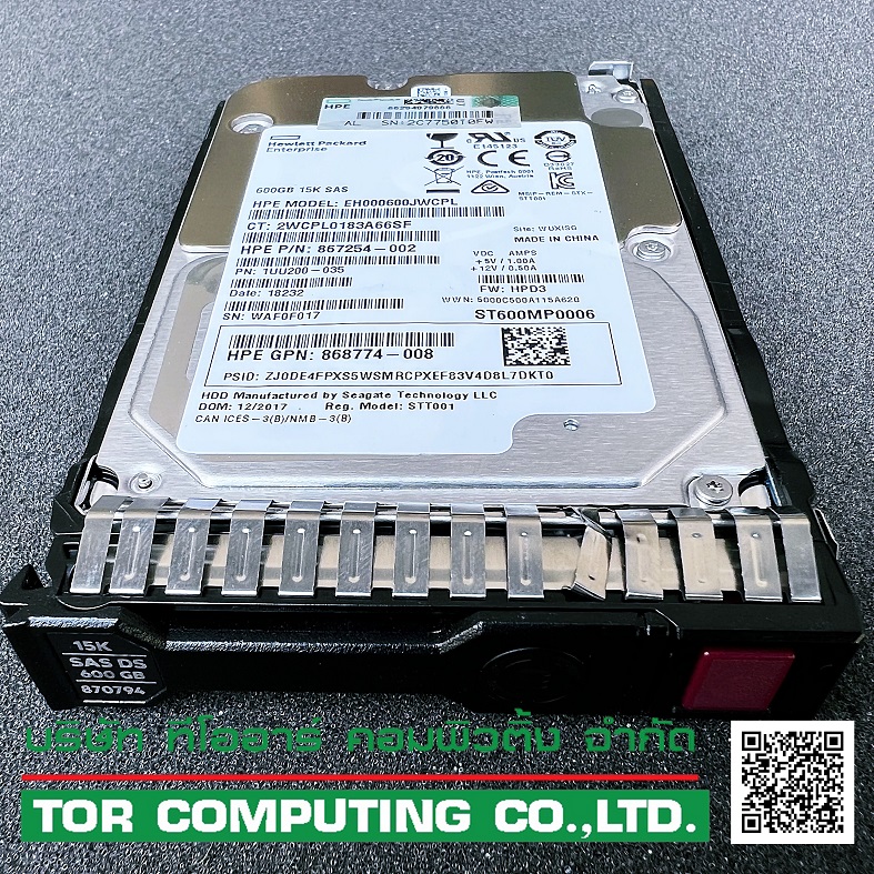 HP 867254-002 [TorCompTH Thailand] HP 600GB 15K 12G 2.5IN SAS HDD for G8 G9 G10