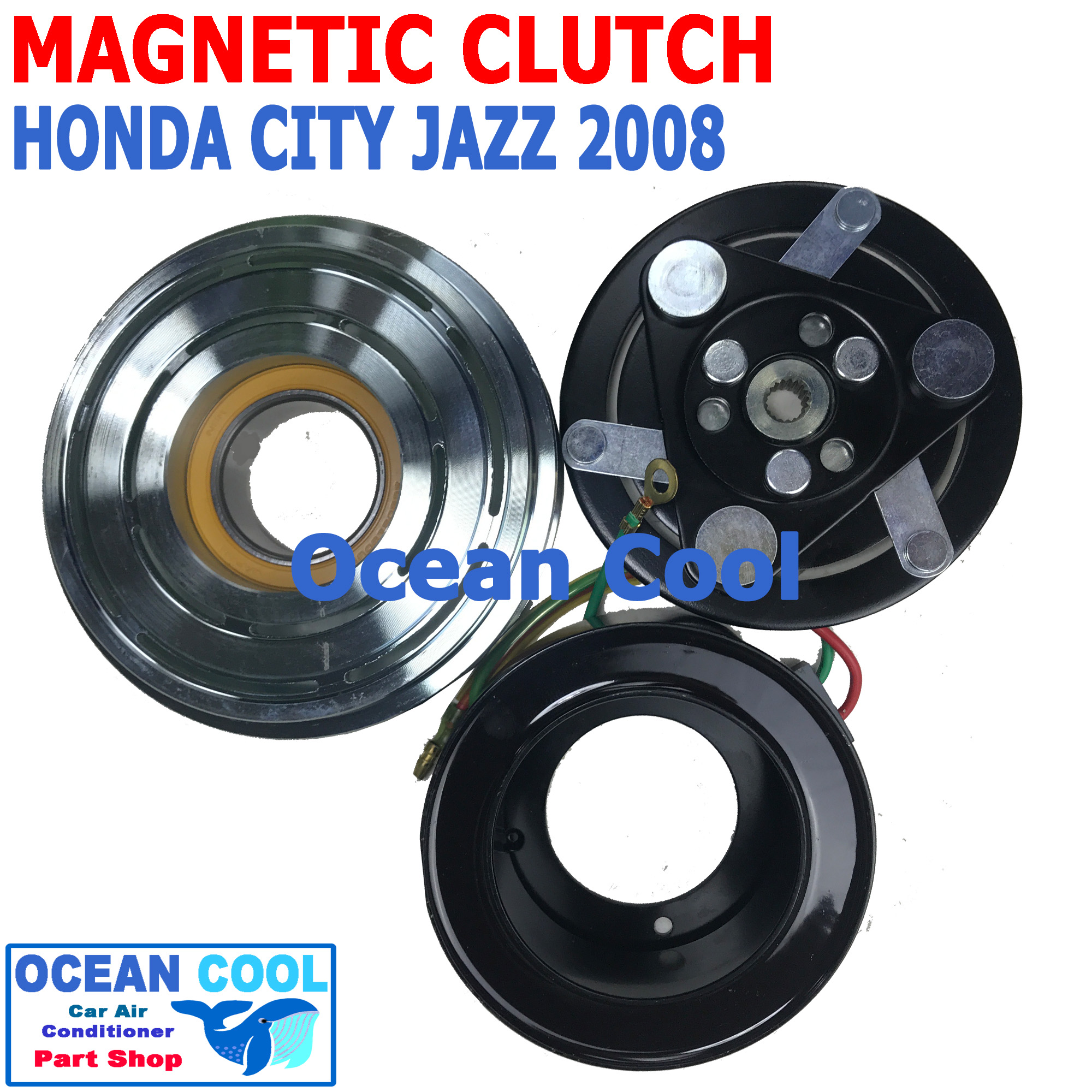 คลัชคอมแอร์ ฮอนด้า ซิตี้ แจ๊ส 2008 - 2013 MGC0052 Magnetic Clutch honda city jazz ชุดหน้าคลัชคอมแอร์ อะไหล่ แอร์ รถยนต์ ลูกปืนมู่เล่ NSK แท้