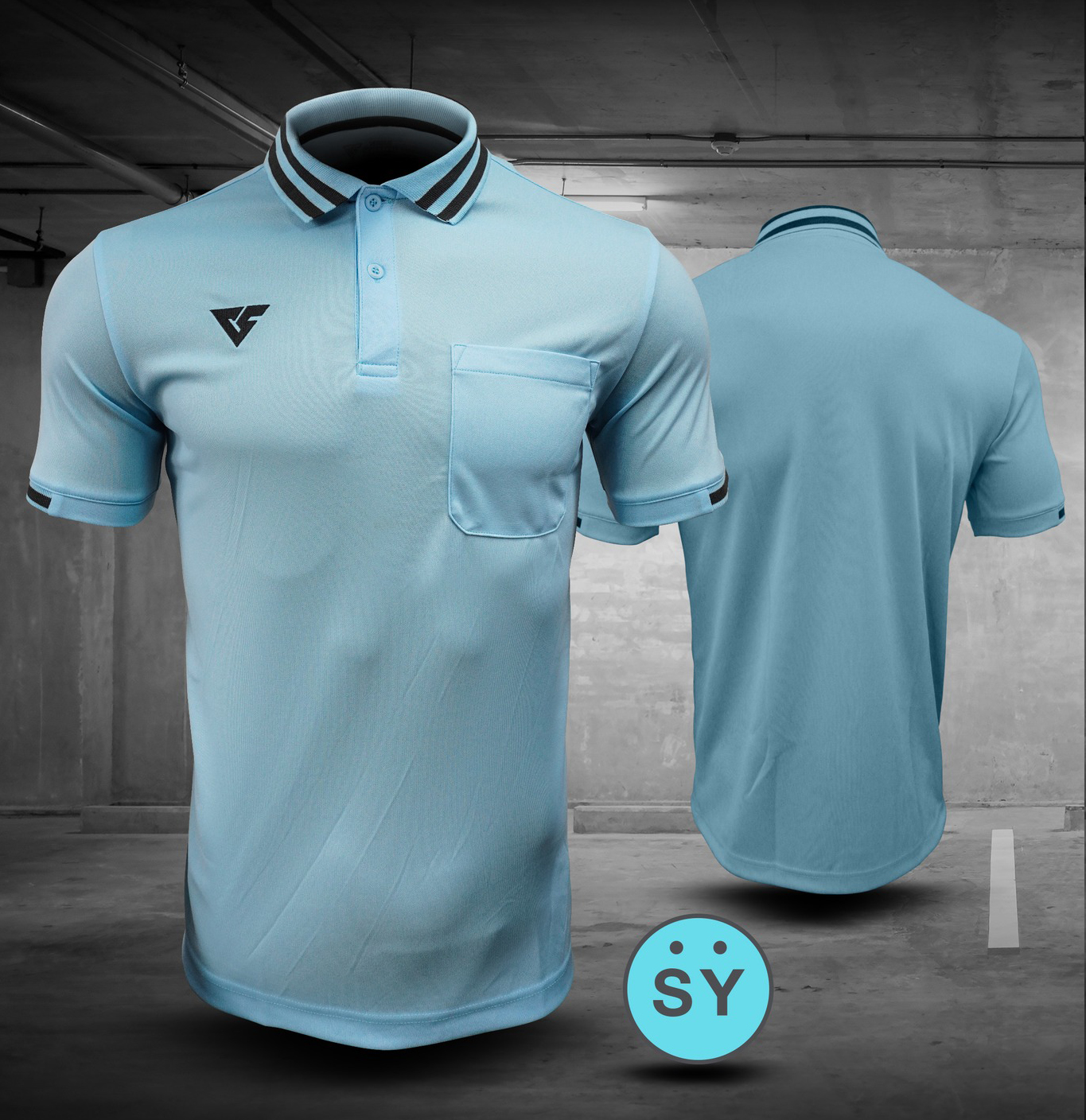 VERSUS VA6604 POLO SPORT เสื้อกีฬา เวอร์ซุส เสื้อโปโลสปอร์ต สีฟ้า