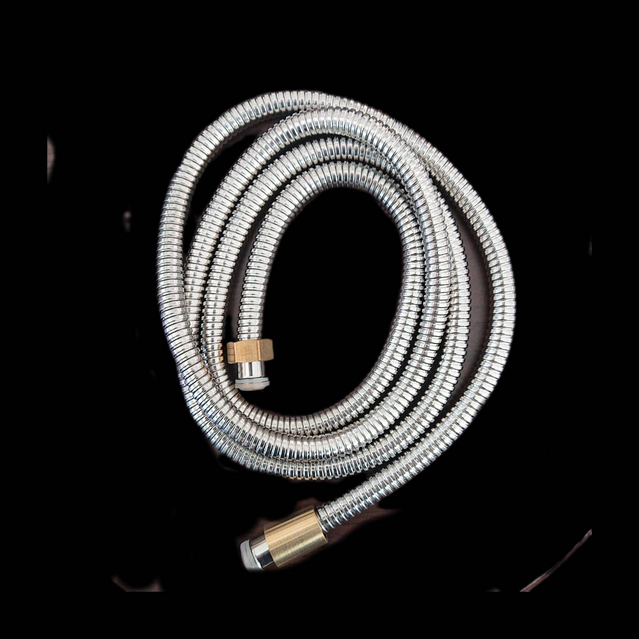 สายน้ำดี สแตนเลสหัวทองเหลืองยาว 2.00 ม. สำหรับฝักบัว ฝักชำระ เกลียวใน 4 หุน#10119 เกลียวประปาบ้านเราคะลูกค้า