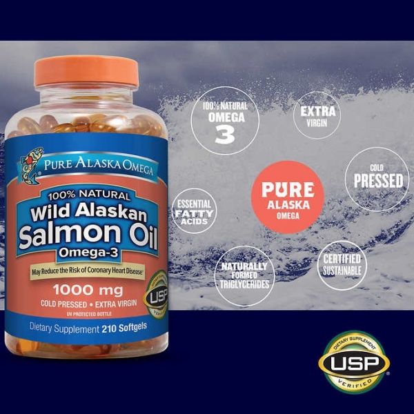 Pure Alaska Omega Wild Salmon Oil 1,000 mg. (210 เม็ด) น้ำมันปลาแซลมอนจากธรรมชาติ จากอลาสก้า