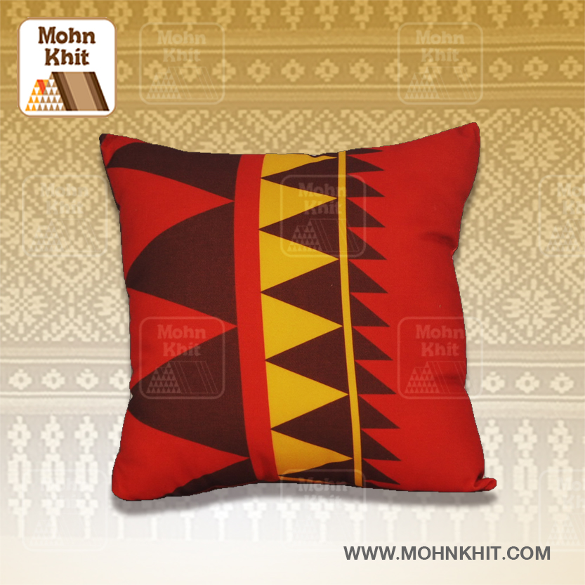 หมอนอิงลายวินเทจ 25x25Cm ผ้าแคนวาสใยสังเคราะห์, Thai Leaning Cushions Vintage Pillow 25x25Cm