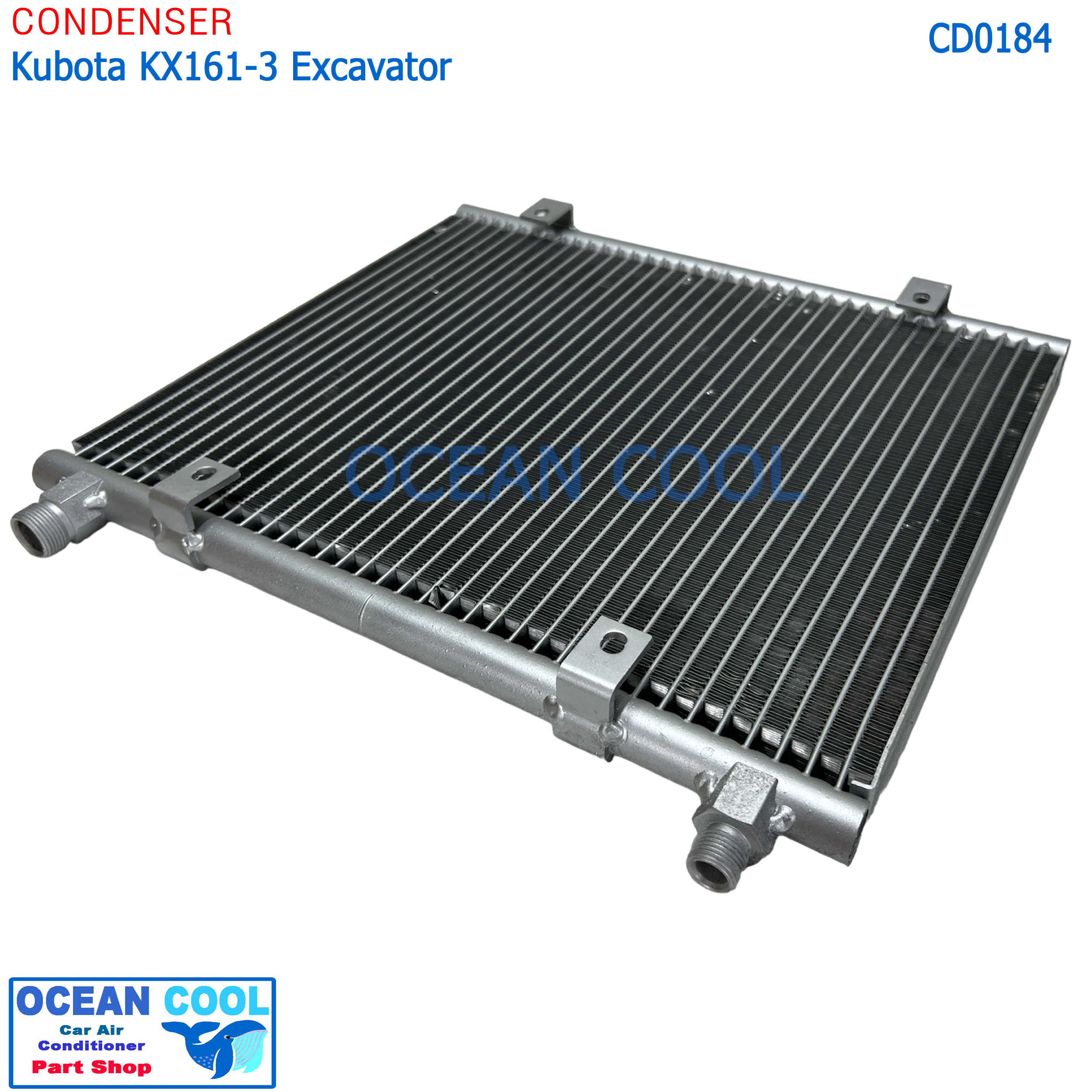 แผงแอร์ คูโบต้า KX161-3 ขนาด 5 ตัน CD0184 รุ่นหัวขันฝั่งเดียวกัน ไดเออร์แยก Condenser Kubota คอยล์ร้อน รังผึ้งแอร์ แผงรังผึ้ง แผงคอยล์ร้อน หัวขันข้าง