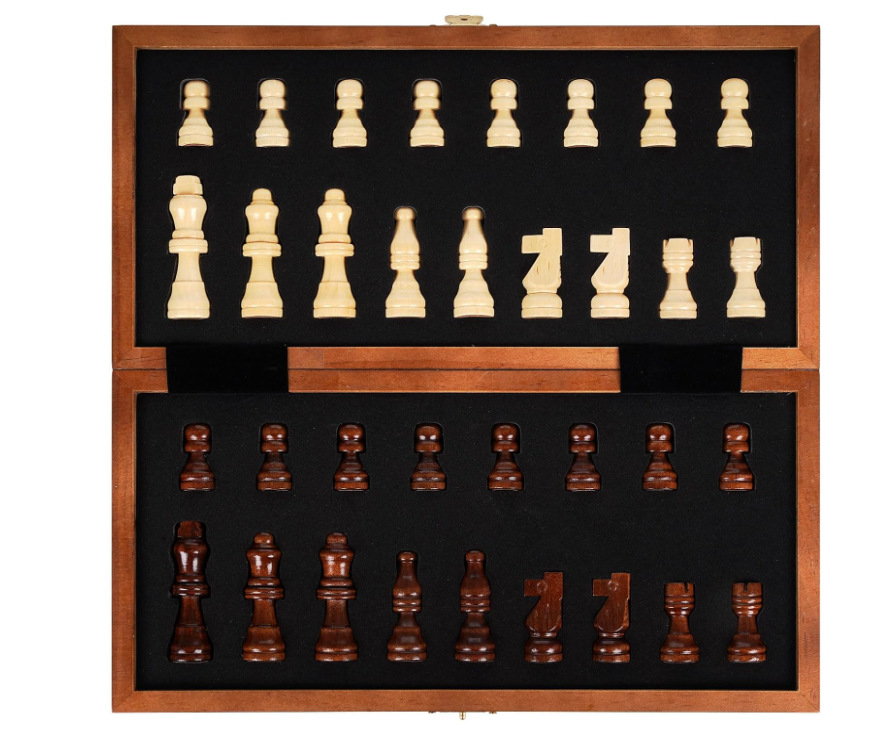 ชุดหมากรุกสากลไม้วอลนัท+MDF (แม่เหล็ก) Gold Knight Wooden Chess Set 1