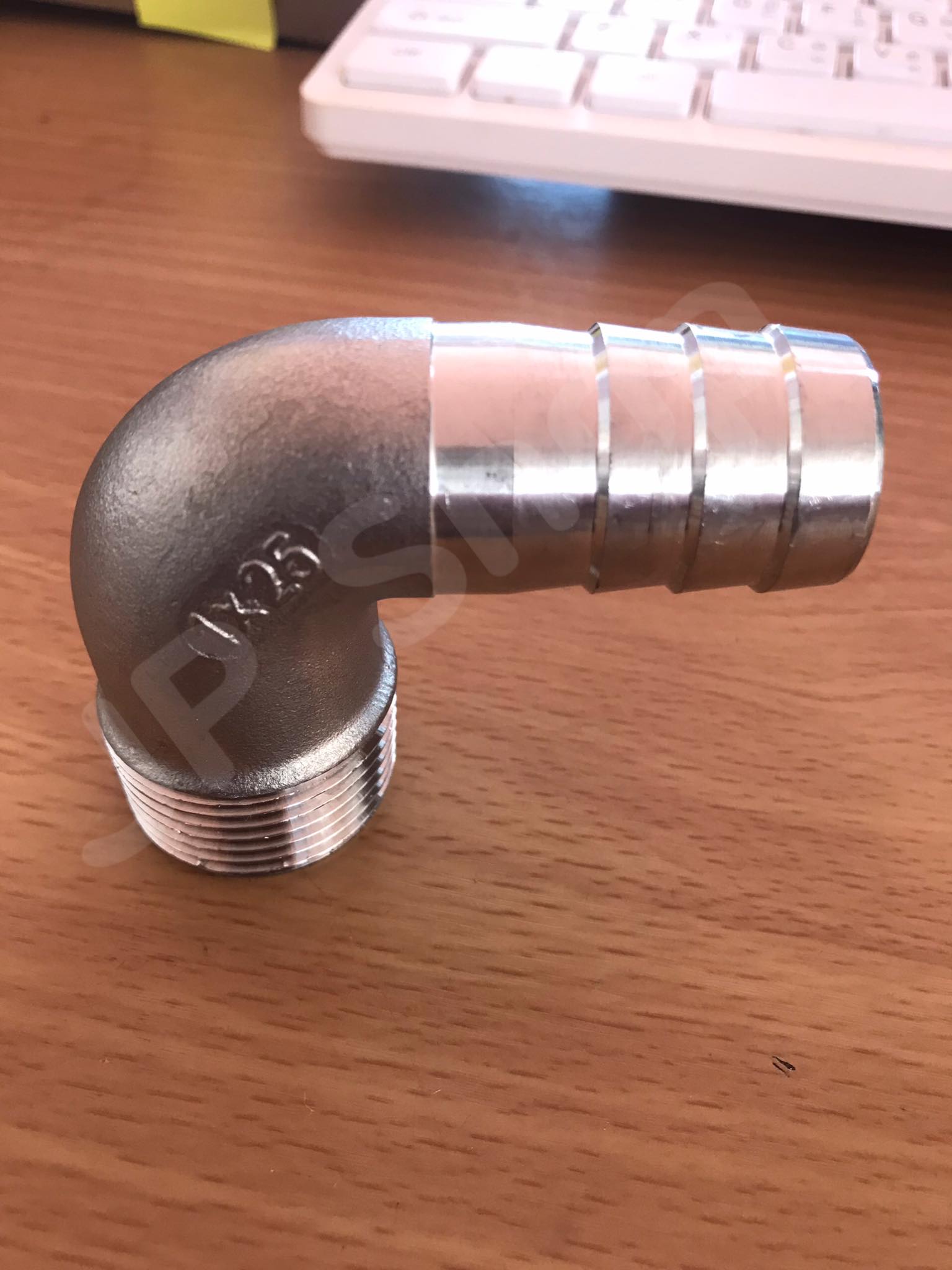 ข้องอขนาด1นิ้ว เกลียวนอก หางไหลสแตนเลส304 #11523