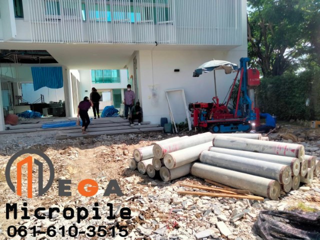 ตอกเสาเข็มสปันไมโครไพล์ Dia 20 ตอกได้ลึก 21 เมตร บ้านเดี่ยว