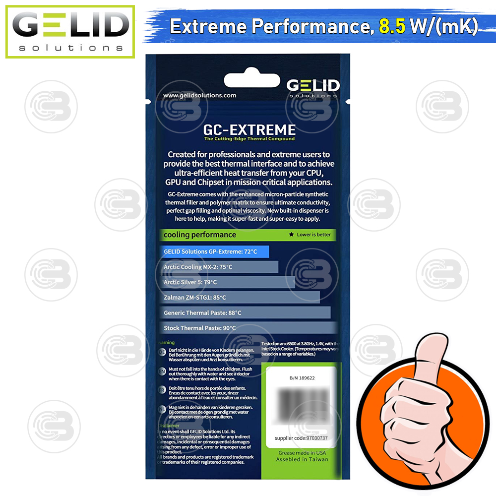 [CoolBlasterThai] GELID GC-Extreme Thermal Compound 1g./8.5 W/(mK)(Compounding in USA)(TC-GC-03-D)