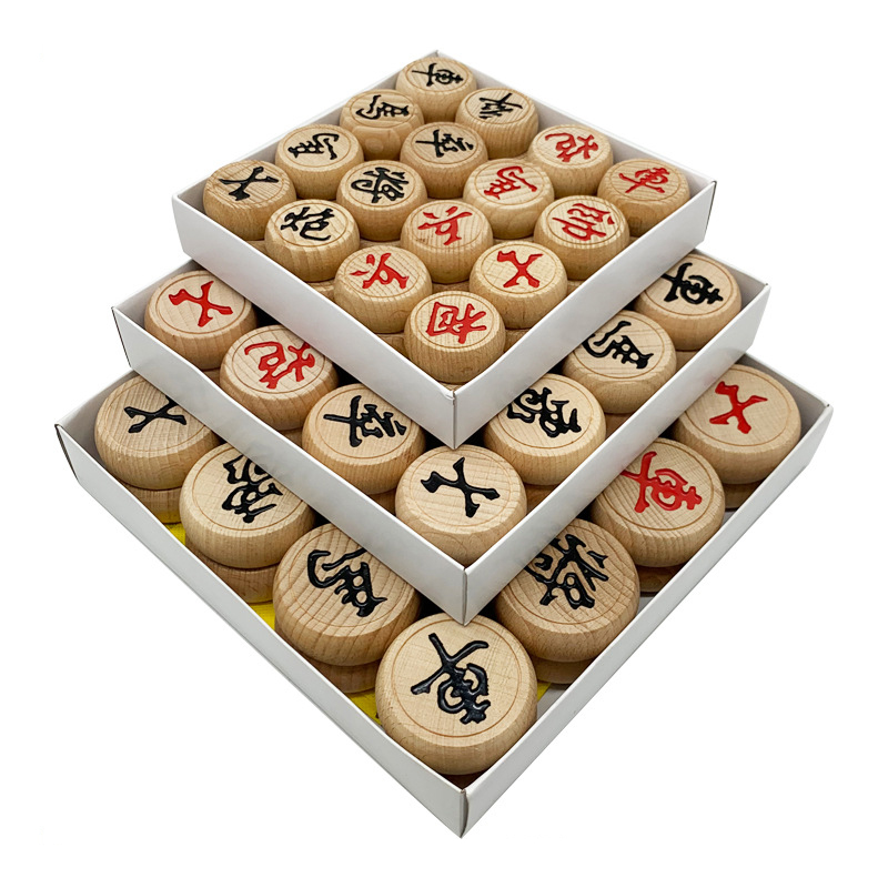 ตัวหมากรุกจีนไม้บีช Beech Wood Chinese Chess (รุ่น Black Dragon)