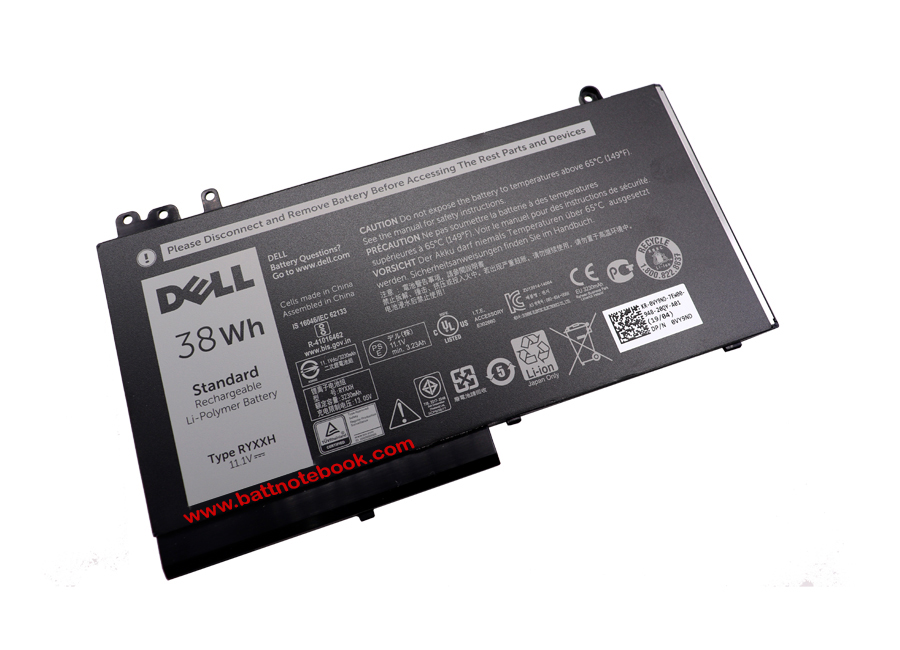 Battery DELL Latitude E5250 38Whr RYXXH แบตเตอรี่โน๊ตบุ๊ค DELL Latitude E5250 แบตแท้ ตรงรุ่น ตรงสเปค รับประกันศูนย์ Dell Thailand ราคา พิเศษ