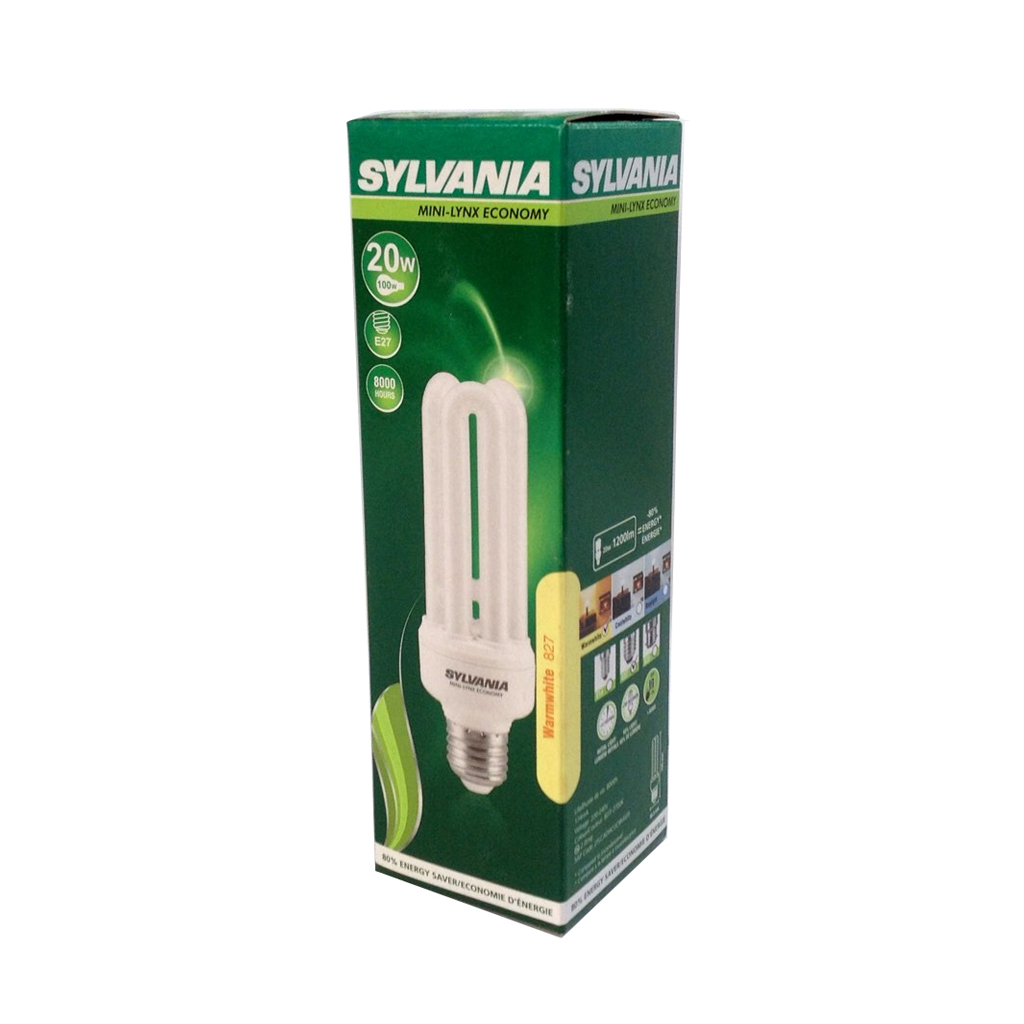 หลอดประหยัดไฟ MINI-LYNX ECONOMY 3U 20W WW E27 SYLVANIA