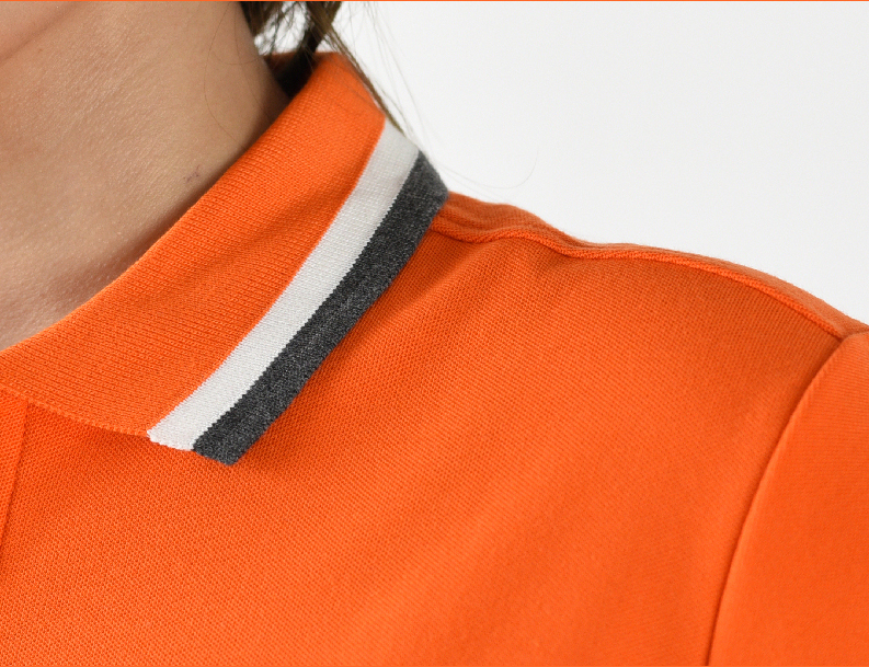 PLEN POLO เสื้อโปโล เสื้อคอปก เสื้อยูนิฟอร์ม ส้มขลิบปกเทาน้ำตาล