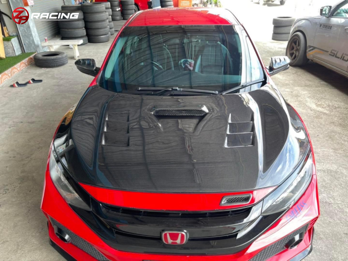 [Pre-Order]ฝากระโปรงหน้า Civic FC FK คาร์บอนแท้ (Pure Carbon) SEIBON TS-Style