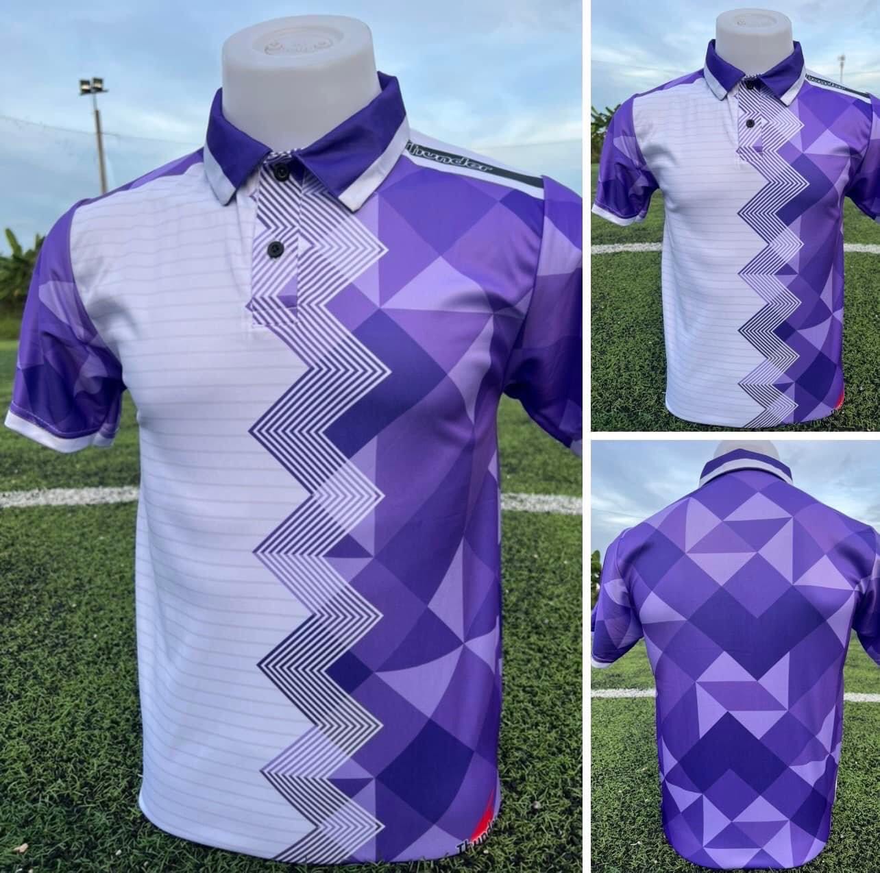 Micro POLO Sport เสื้อโปโล เสื้อคอปก เสื้อโปโลสำเร็จรูป แบบพิมพ์ลาย สีม่วง