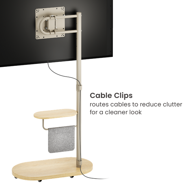 Eva (เอวา) Matte White ขาตั้งทีวี 17"-43" ดีไซน์เก๋ พร้อมล้อเลื่อน VESA 75x75 to 200x200 (mm)., Weight Capacity 15 Kg.