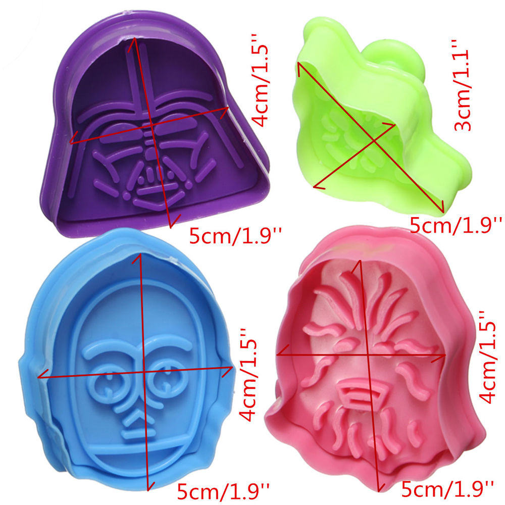 แม่พิมพ์ขนม คุ้กกี้ 4 แบบ C-3PO Chewbacca Yoda Darth Vader - Star Wars Cookies