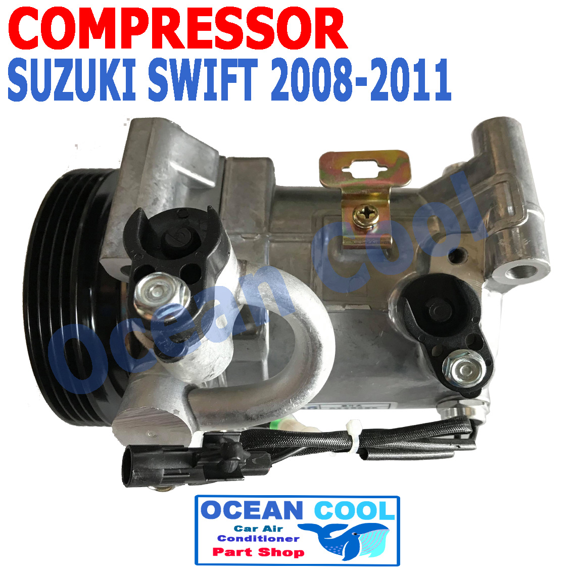 คอมเพรสเซอร์ ซูซูกิ สวิฟ อีโค่คาร์ 2006 - 2011 COM0039 Compressor Suzuki SWIFT Eco Car คอมแอร์รถยนต์ คอมแอร์ คอมเพลสเซอร์ ซูซุกิ สวิป พ.ศ. 2549 ถึง 2554 อะไหล่ แอร์ รถยนต์ 2550 2551 2552 2553 2007 2008 2009 2010
