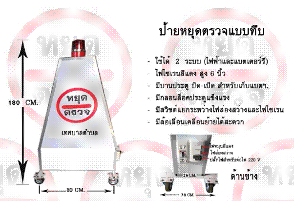 ป้ายหยุดตรวจแบบทึบ