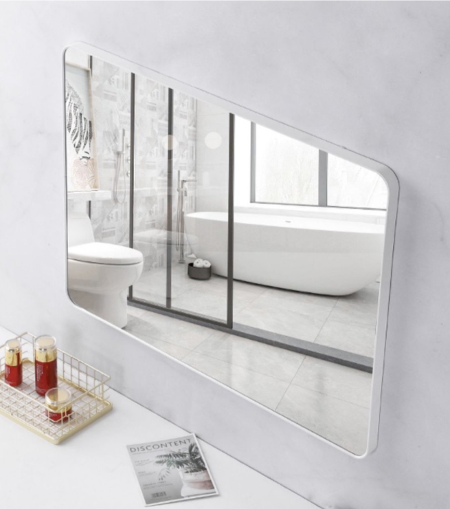 กระจกเหลี่ยมกรอบอลูมิเนียม สีขาว 400x500x28mm.