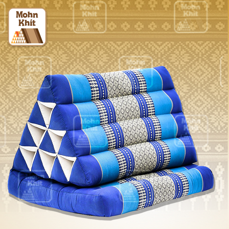 หมอนสามเหลี่ยม 10 ช่องติดเบาะ 1 พับ 50x76x35Cm Tri-angle kapok 100%Traditional Floor Cushions 10 holes with 1part of mattress.