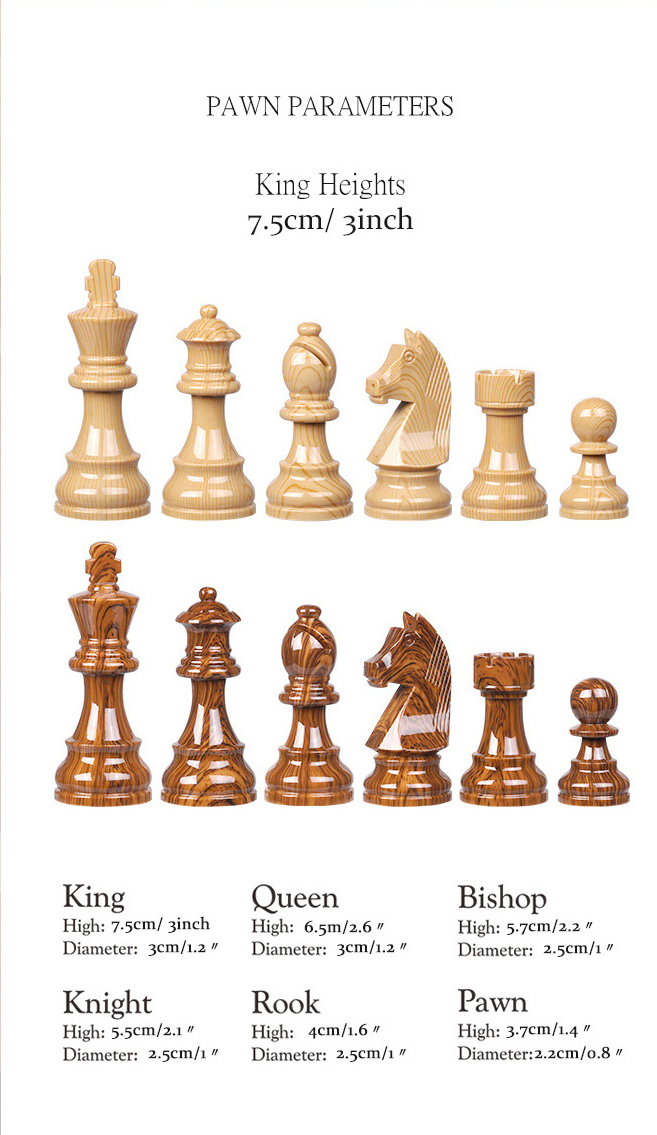 ชุดหมากรุกสากลไม้ German Knight Staunton Wooden Chess Set 4