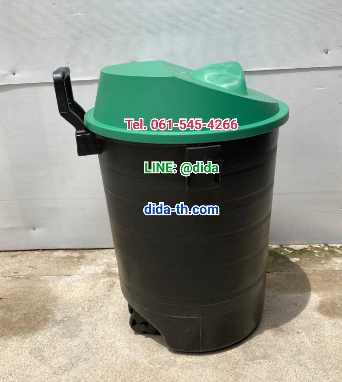 ถังขยะพฤกษา ตัวถังสีดำ มีล้อลาก 120 ลิตร