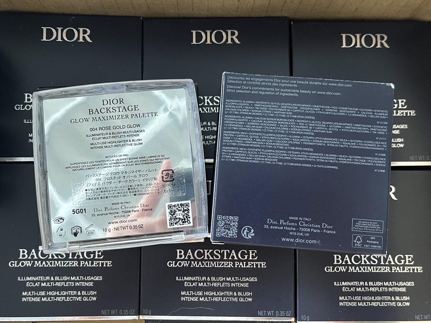 Dior Backstage Glow Maximizer Palette เฉดสี 004 Rose Gold Glow พาเลตต์ไฮไลต์โกลว์ (1ตลับ)
