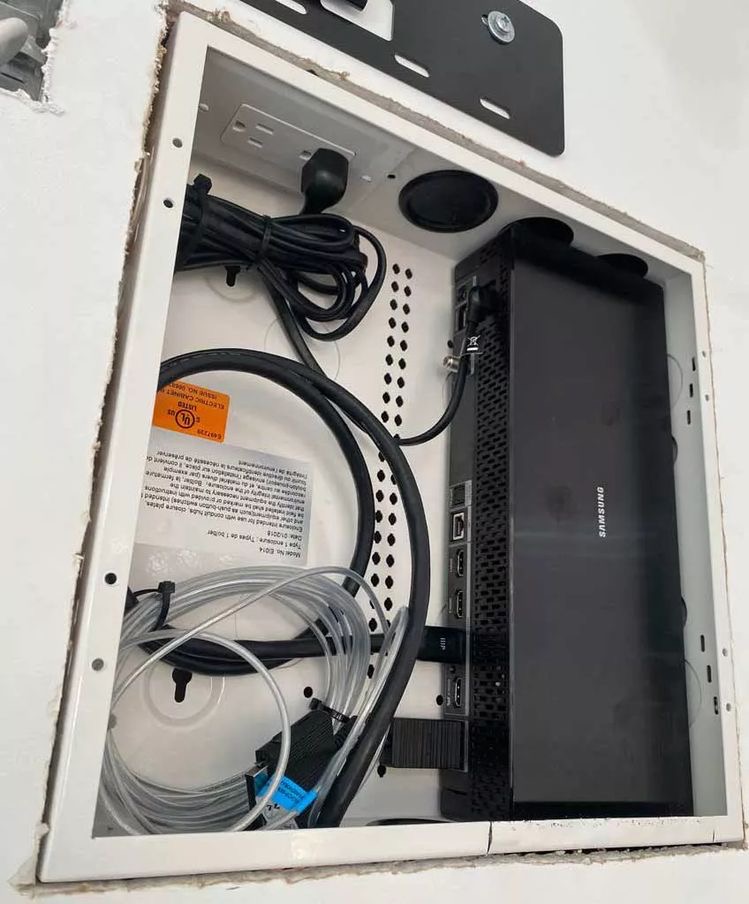 In-Wall Storage Box ขนาด 10"x 10"x 4" หนา 0.8 มม.(สีเทา) สำหรับฝังใต้ผนัง งานติดตั้งขาแขวนทีวีแบบ Ultra Slim, No-Gap Wall Mount