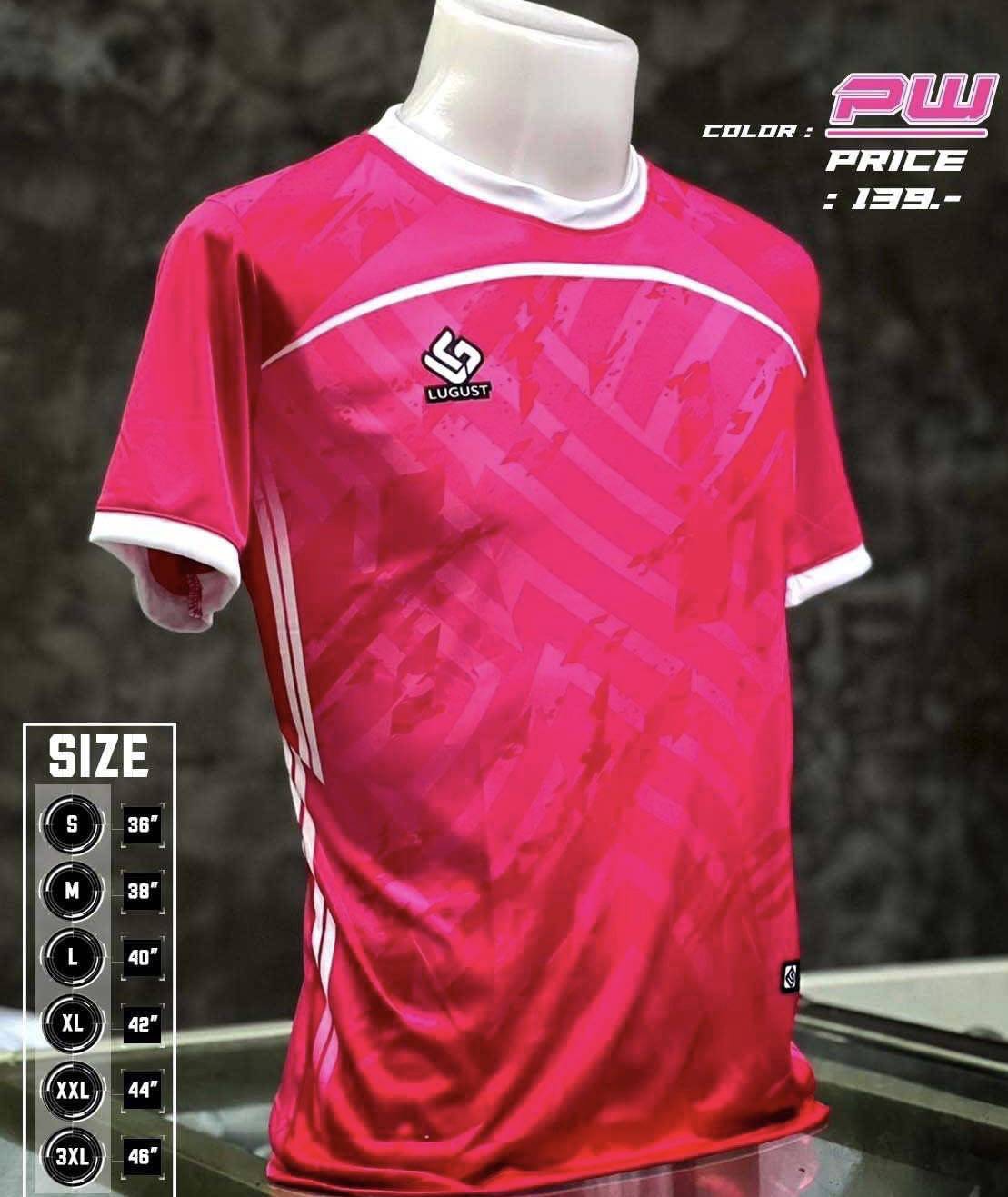 LUGUST SPORT เสื้อกีฬาพิมพ์ลาย เสื้อกีฬา แขนสั่น LG-A009 PW สีชมพู