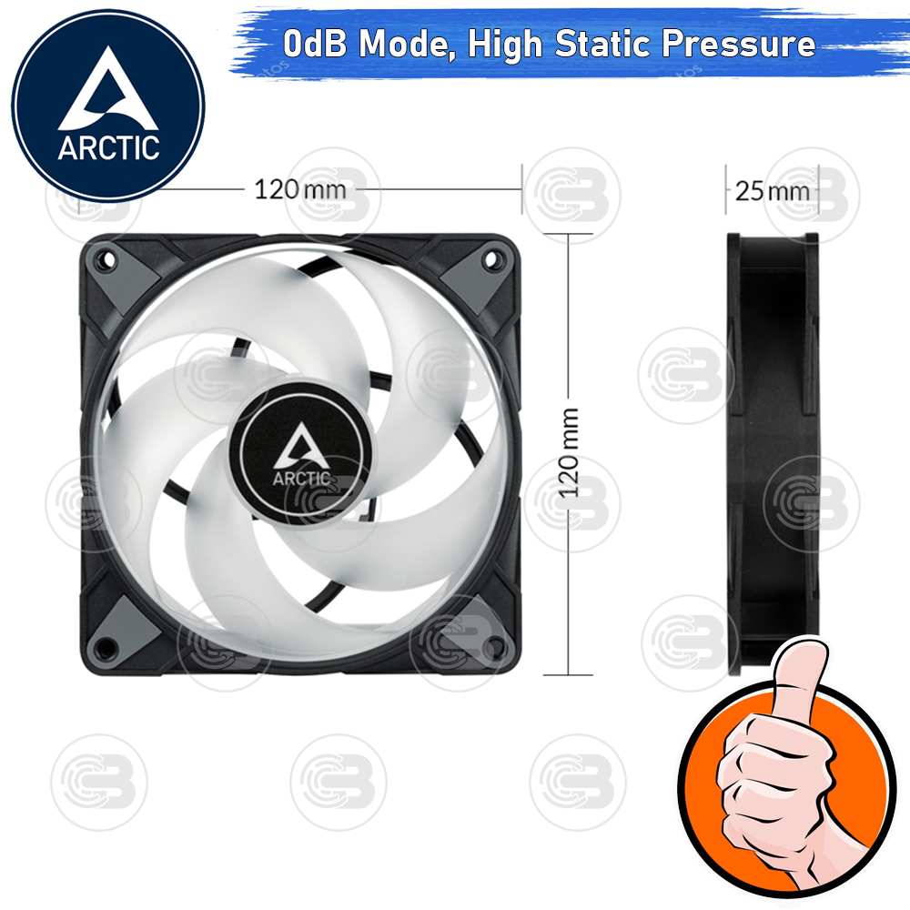 [CoolBlasterThai] ARCTIC P12 PWM PST A-RGB 0dB Black (size 120 mm.) PC Fan Case ประกัน 6 ปี