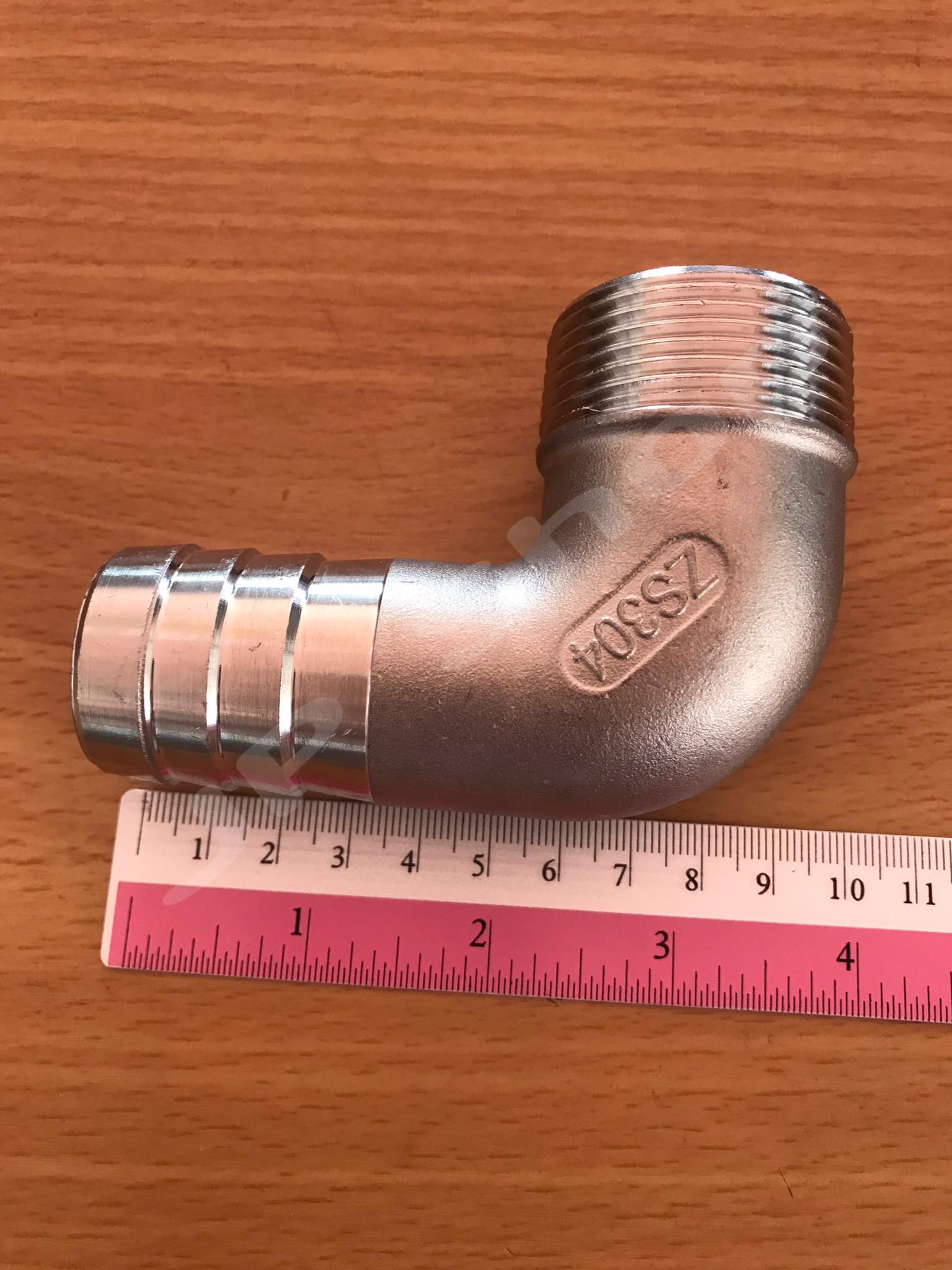 ข้องอเกลียวนอก ขนาด1 1/4นิ้ว หางไหล สแตนเลส304 #15831