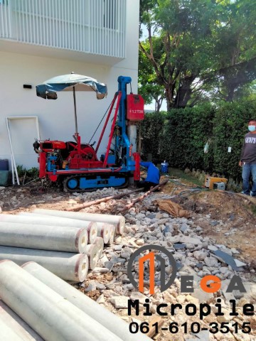 ตอกเสาเข็มสปันไมโครไพล์ Dia 20 ตอกได้ลึก 21 เมตร บ้านเดี่ยว