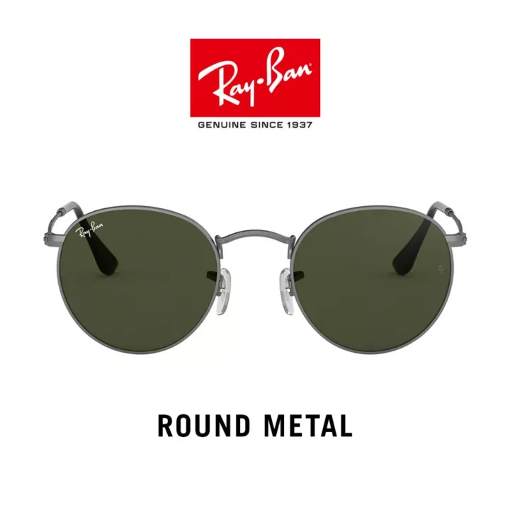 แว่นกันแดด RayBan RB3447 029 Size 53 MM. ROUND METAL