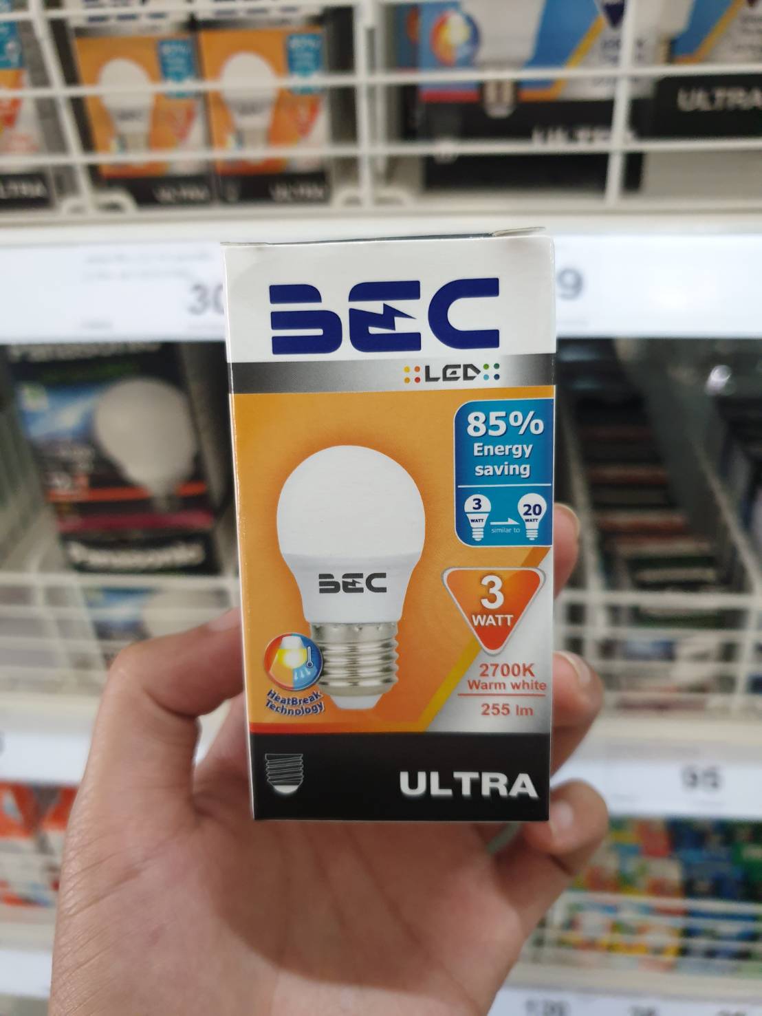 15843 หลอดเกลียว LED 3W แสงเหลือง ULTRA BEC (E27/2700k)