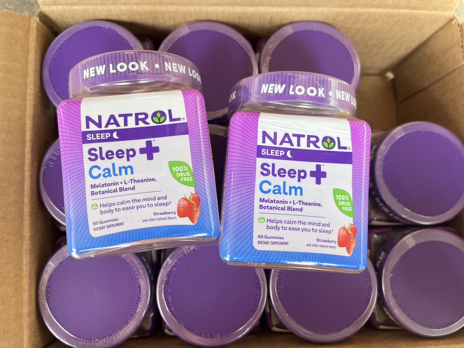 (1กระปุก) Natrol Sleep+ Calm, Melatonin 6mg. and L-Theanine, with Botancial Blend, 100% Drug-Free Sleep Aid Gummies, Gummy, 60 Count เมลาโทนิน 6mg.
