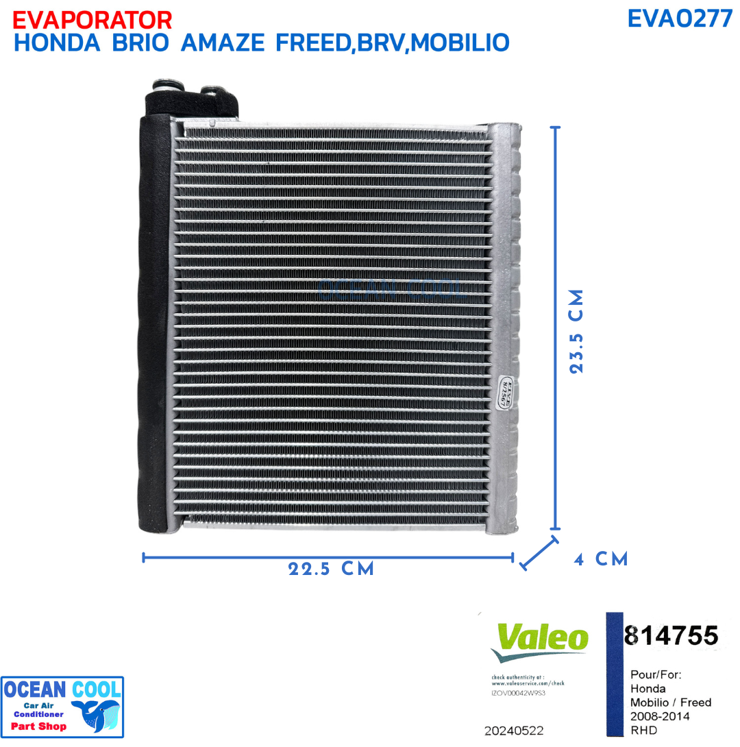 คอยล์เย็น ฮอนด้า บริโอ้ อเมซ ฟรีด ปี 2012 โมบิลิโอ้ VALEO 814755 EVA0277 EVAPORATOR HONDA ฺBRIO / BRIO AMAZE FEED '12 MOBILIO '14 คอยเย็น วาลีโอ