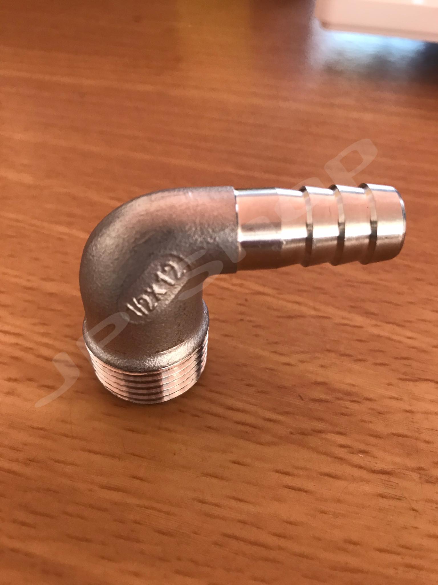 ข้องอเกลียวนอก ขนาด4หุน หางไหล 12 mm. สแตนเลส304 #50011