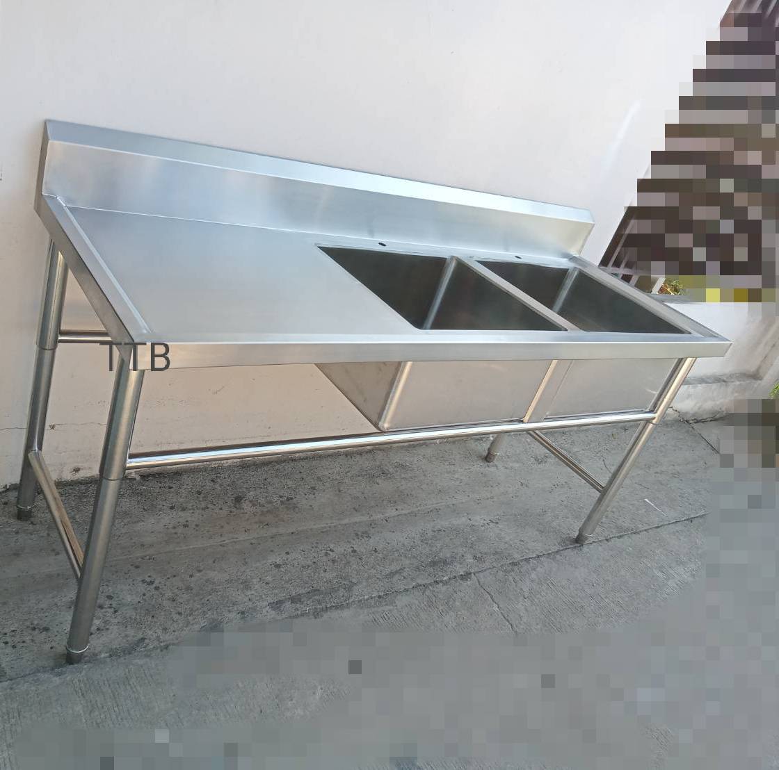 ซิงค์ล้างจานสแตนเลส 2 หลุมลึกพิเศษที่พักจาน รุ่น: SWSCD-186580HL