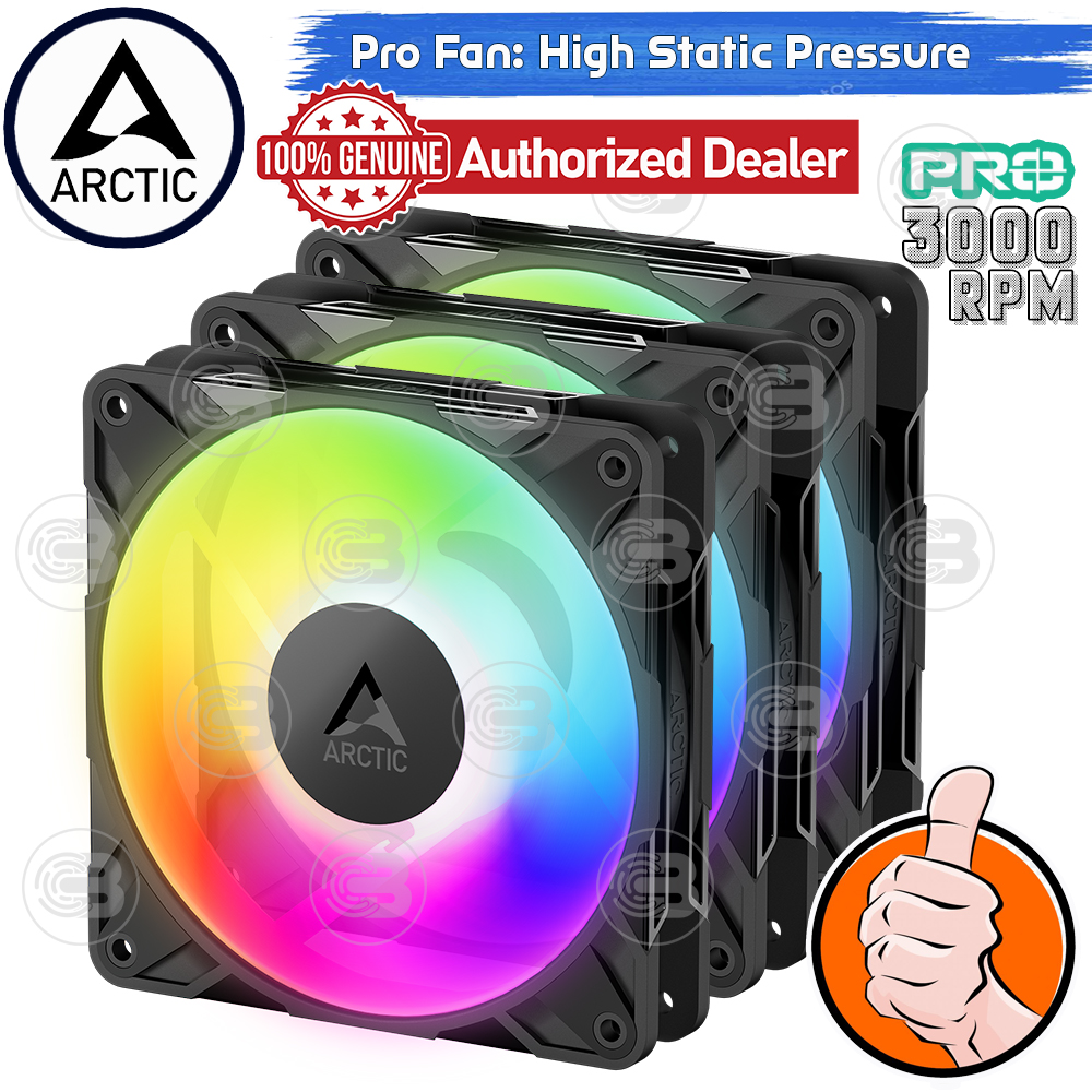 [CoolBlasterThai] ARCTIC P12 PRO PST A-RGB 0dB Black (size 120 mm.) X3 Value Pack PC Fan Case ประกัน 6 ปี