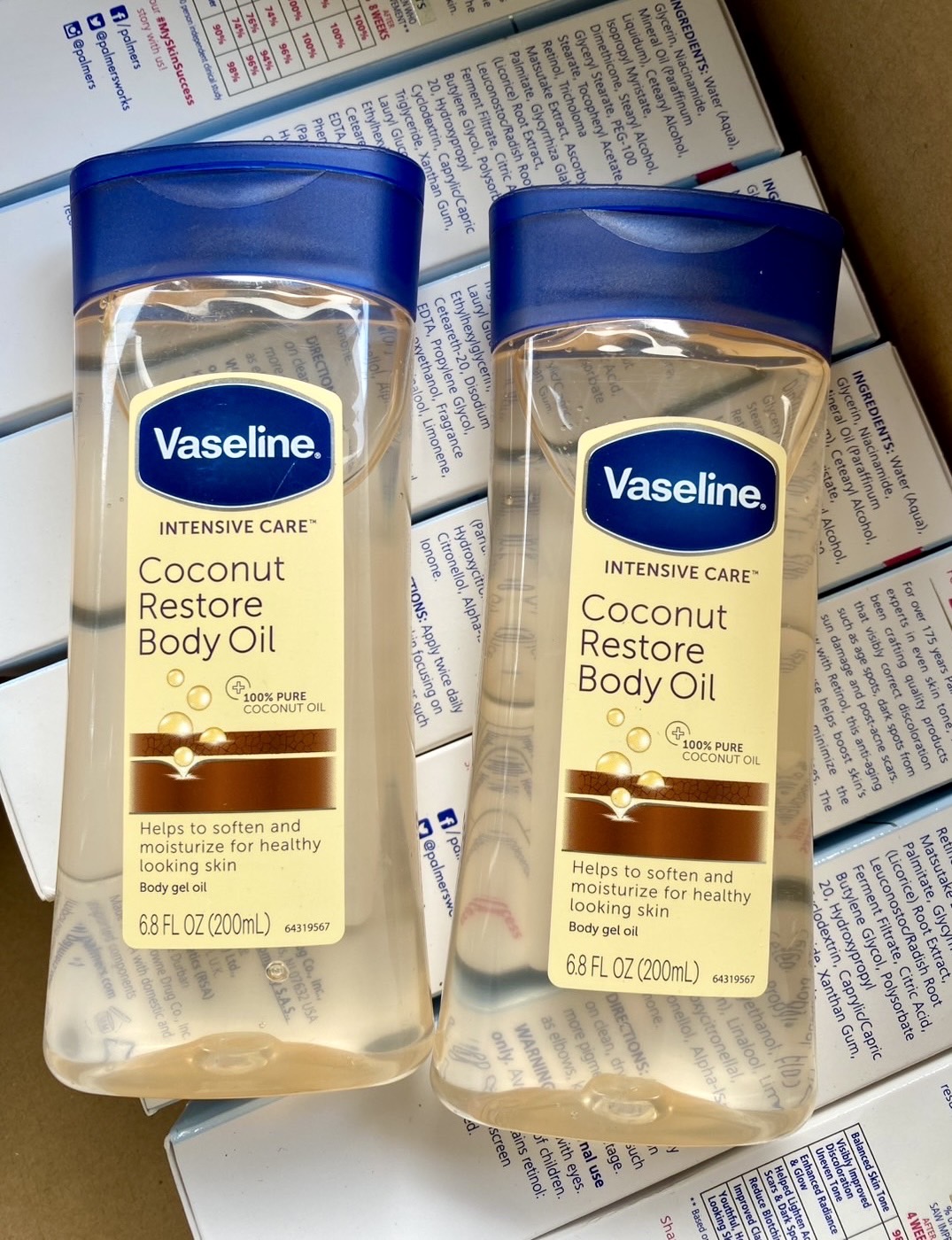 Vaseline Intensive Care Coconut Restore Body Oil 200ml. ออยล์ บำรุงผิวกาย สูตรเข้มข้น (1ขวด)