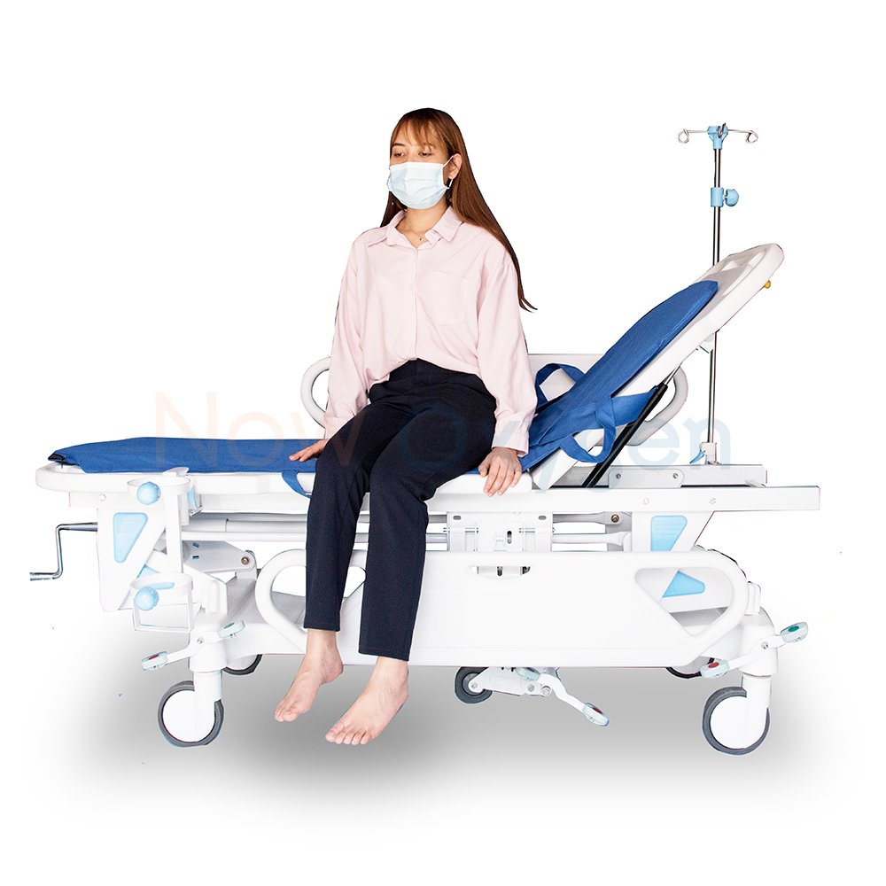 เตียงเคลื่อนย้ายคนไข้ฉุกเฉิน แบบมีปีกราวสไลด์ ปรับระดับสูงต่ำ และพนักพิงหลัง ได้ รับประกันศูนย์ไทย 1 ปี