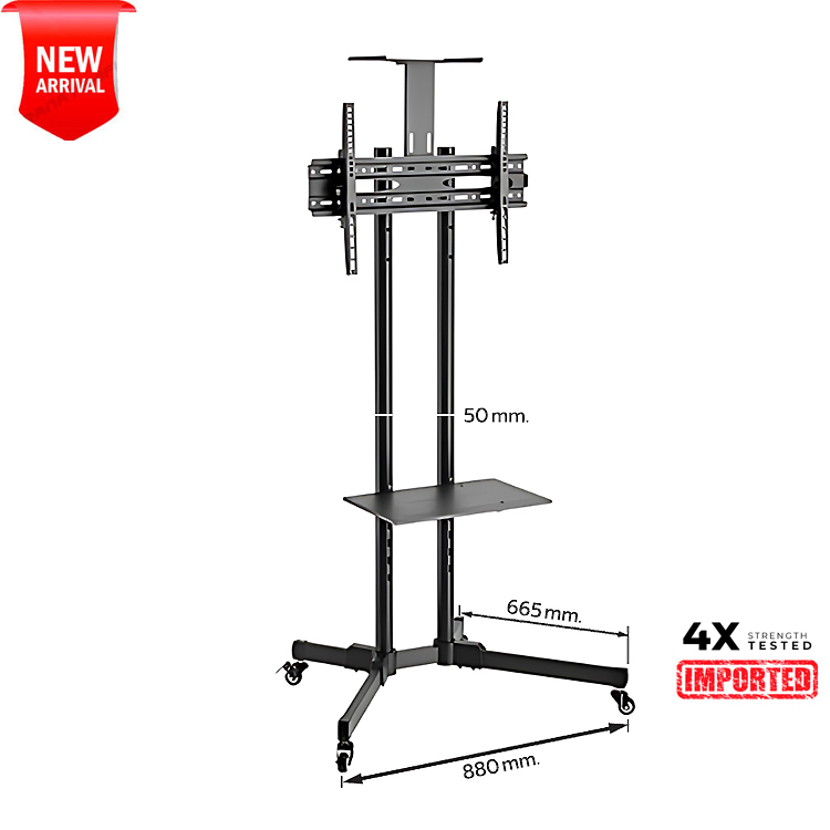 MH-FC661 ขาตั้งทีวี 37"- 70" (ฐานกว้างพิเศษ) ปรับก้ม-เงย ±10° with Camera Shelf, Max VESA 600 x 400 mm, Weight Capacity 50 kg.