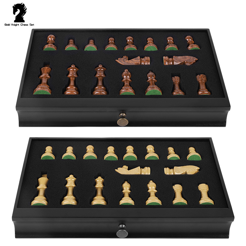 ชุดหมากรุกสากลไม้ German Knight Staunton Wooden Chess Set 4