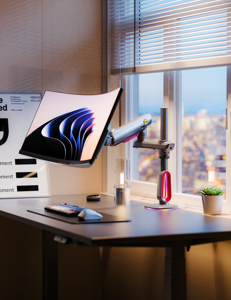 NB G80 RGB 32"-60" High-End Monitor Arm-Gaming ขาตั้งจอคอม ขายึดจอคอม แขนจับจอ Monitor แขนจับจอคอม(*ไม่รวมจอ) weight capacity 2-20 kg.