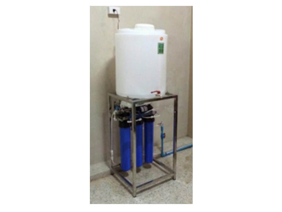 เครื่องกรองน้ำในโรงอาหาร RO 150 GPD , 550 ลิตรต่อวัน (โครงสแตนเลส + ถัง PE 100L + ลูกลอย)