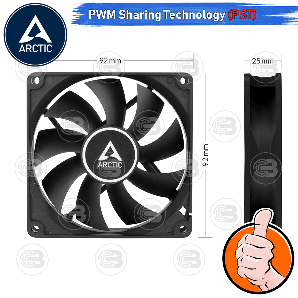 [CoolBlasterThai] ARCTIC F9 PWM PST BLACK (size 90 mm.) PC Fan Case ประกัน 6 ปี