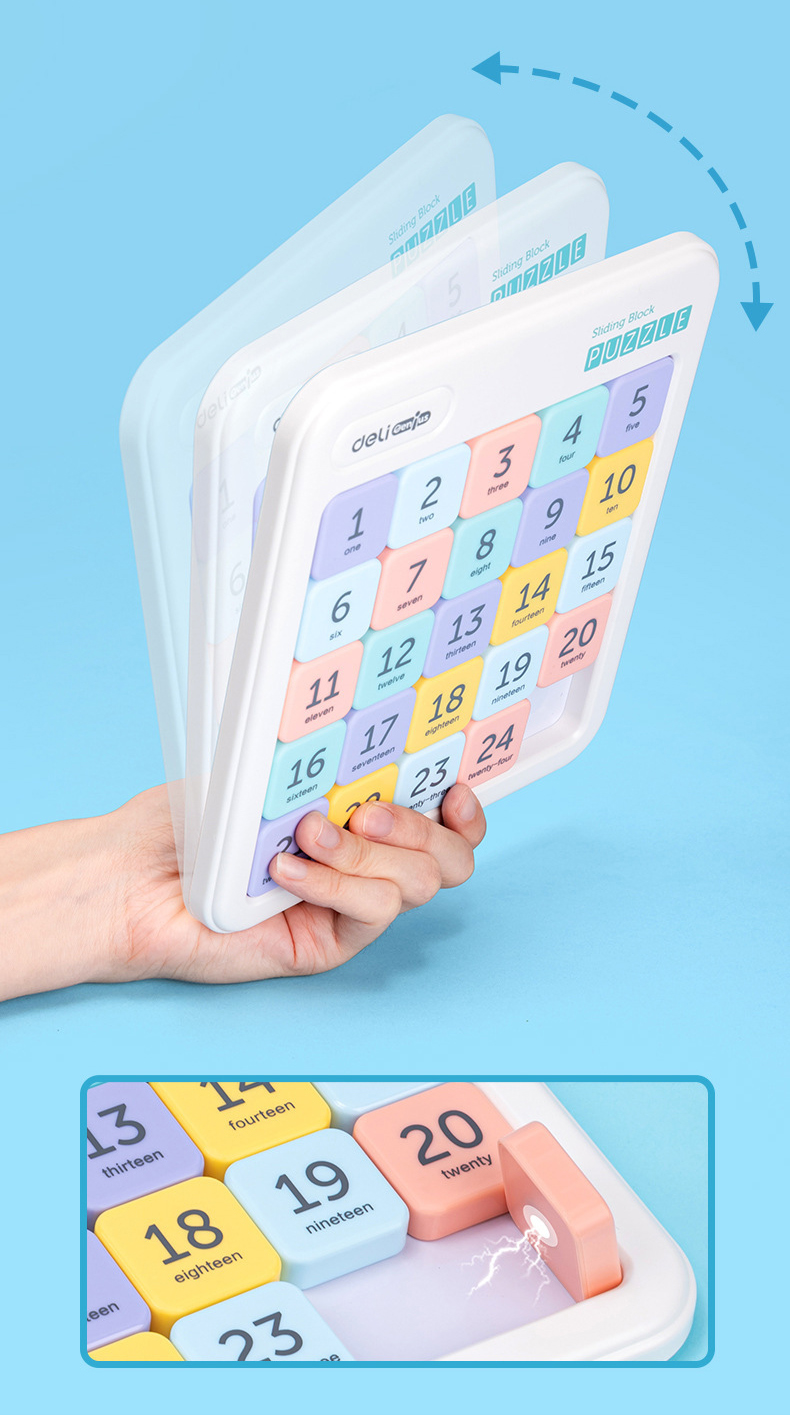 เกมเรียงตัวเลข(แม่เหล็ก) Deli Sliding Block Puzzle ของแท้