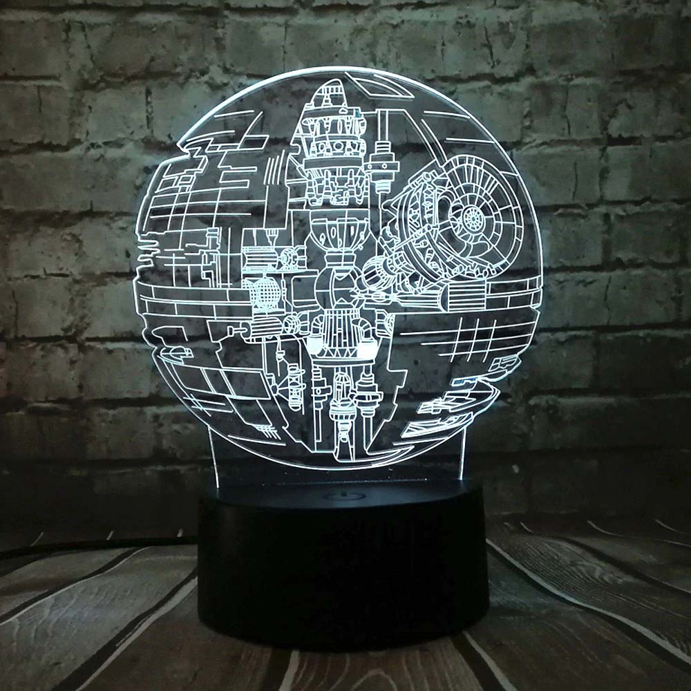 โคมไฟ 3D LED 7 Color (รุ่นรีโมท) Death Star Blueprint - Star Wars Lamp