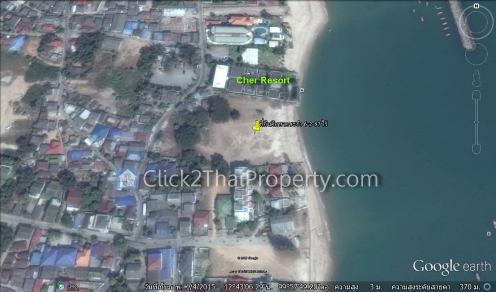 ขายที่ดินติดทะเลหาดชะอำ อ.ชะอำ จ.เพชรบุรี 5 ไร่ 2 งาน., Front Beach Land for Sale : Cha-Am Beach, Petchaburi Province, Thailand